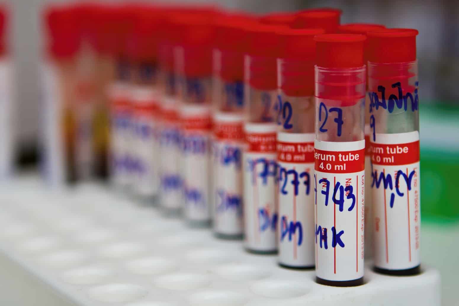 Test tubes with numbers