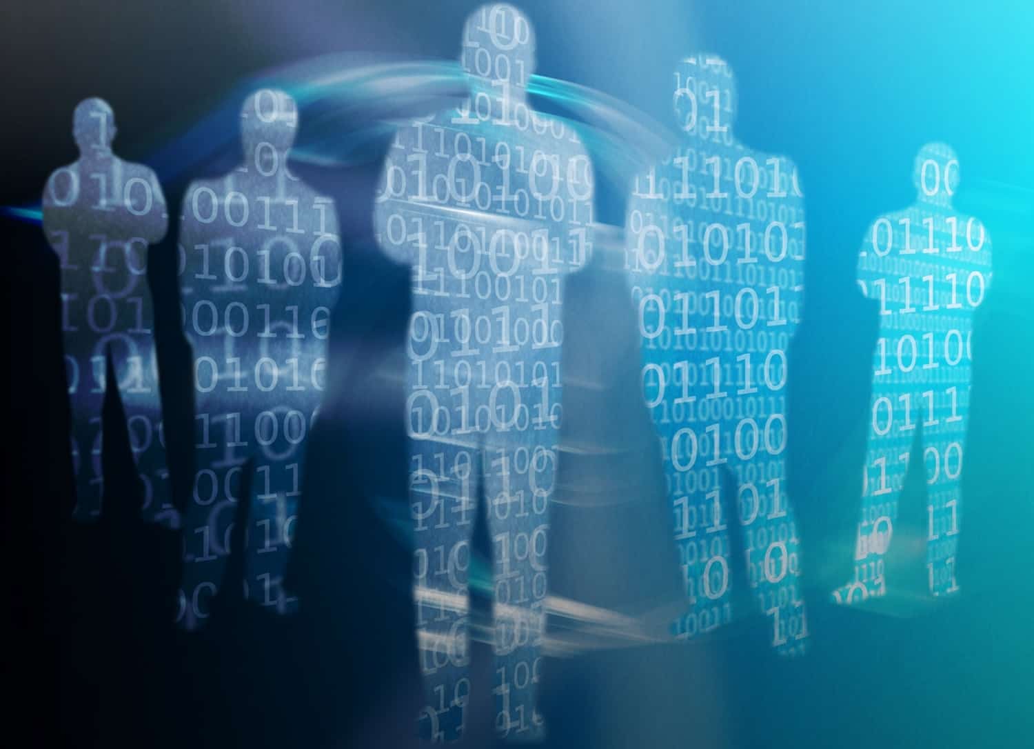 human silhouette with code